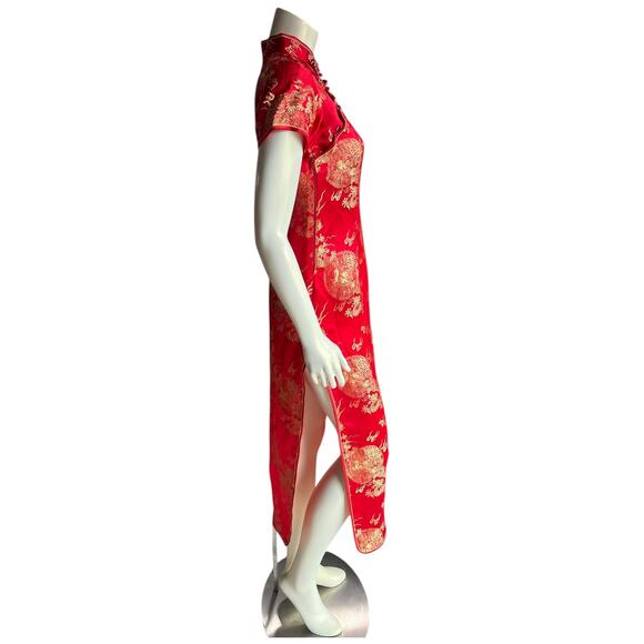 Vintage Red Golden Dragon Cheongsam Qipao Dress Size Small - Picture 4 of 16